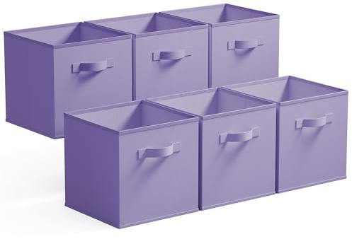 GRANNY SAYS Aufbewahrungswürfel Stoff, 6 Stück Aufbewahrungsboxen für Würfelregal, Stoffkisten Aufbewahrung für Kallax Regal Boxen, Lila, Würfelboxen 27 cm