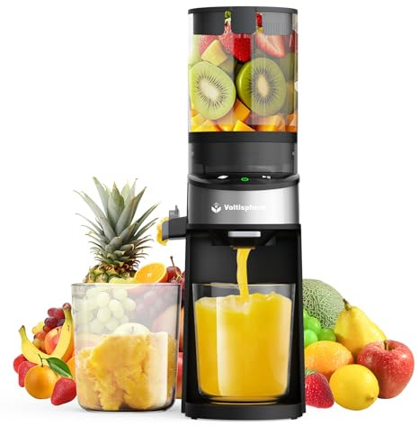 Voltisphere Cold Press Juicer, 400W Juicer Machines, 4.9 Wide Feed Channel, Slow Chew Juicer for Whole Vegetables and Fruits, Switch
