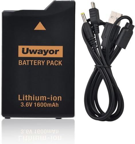 Uwayor Batterie 1600Amh pour PSP 3000/2000, PSP Slim 2000, PSP-S110, PSP-3001, PSP-3000, PSP-3002, PSP-3004, PSP-2001, PSP Slim Console