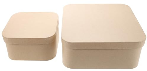 ZUNOXAZ 2 Stück Kraftpapier Geschenkboxen 2 Stück Quadratische Kleine Kartons mit Deckel Stabile Würfelboxen aus Recyclingpapier für Geburtstagsgeschenke und Selbstgemacht Bastelarbeiten