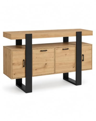 Ginhow TV Schrank mit LED Holz Fernsehkommode Vintage TV Lowboard Fernsehtisch Sideboard 140x40x80cm Fernsehschrank mit Beleuchtung für Wohnzimmer Schlafzimmer