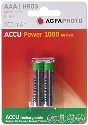 AgfaPhoto 131802824 AgfaPhoto 131-802824 Micro Batterien HR03 2 Stück NiMh-Accu 900mAh AAA grün-Silber