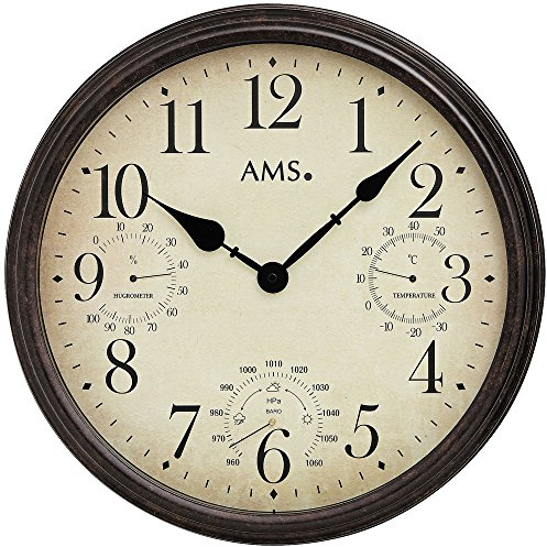 AMS 9463 Orologio Da Parete al Quarzo con Termometro, Barometro, Igrometro