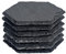 Argon Tableware Lot de 6 dessous de verre hexagonaux en ardoise - 9,5 cm - Tapis de boisson en ardoise naturelle en pierre noire pour cuisine, bar, restaurant, mariages