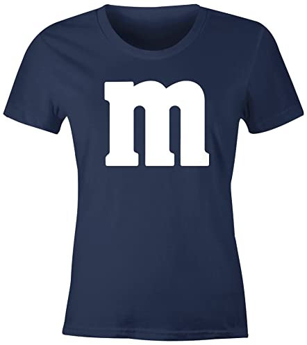 MoonWorks® Damen T-Shirt Gruppen-Kostüm M Aufdruck Kostüm Fasching Karneval Verkleidung Navy XL