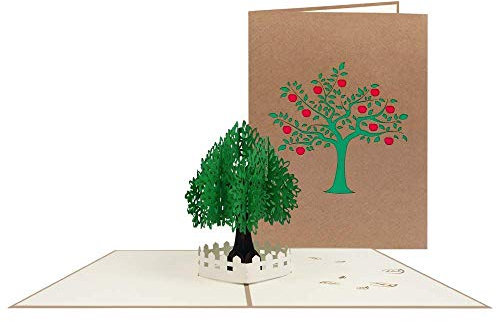 Sweetpopup® 3D Pop Up Karte Geburtstagskarte Dankeskarte Glückwunschkarte Geschenkkarte Gutscheinkarte Glückwunsch Geburtstag Muttertag Vatertag Ruhestand | Klappkarte Baum/Apfelbaum, 081