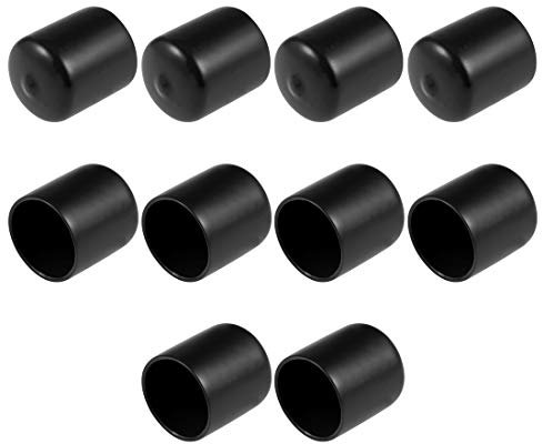 sourcing map 10pcs Rubber End Caps 30mm ID Vinyl Round End Cap Cover Screw Thread Protectors Black