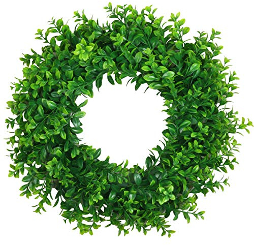 U'Artlines 17 Front Door Boxwood Wreaths, Spring Summer Green Wreath