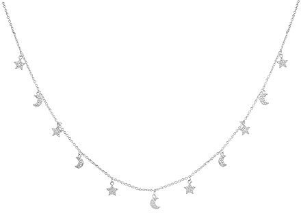 Star/Moon/Heart Pendant Necklace for Women, Rose Gold and Silver Plated Long Chain Necklace with Cubic Zirconia Best Gift for Mother, Friends