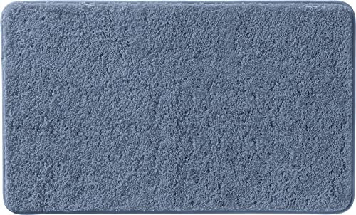 Erwin Müller Badematte, Badteppich, Badvorleger Rhodos Uni rutschhemmend blau Größe 50x80 cm - ultraweich, extrem saugfähig, flusenarm