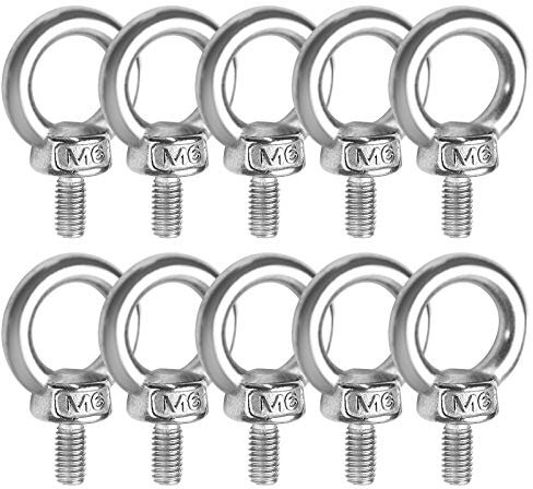 M6*11 Ringschraube Edelstahl 10 Stück, JatilEr 304 Edelstahl Augbolzen Ringbolzen Rostfrei Ösenschrauben Hardware Ringschrauben, Ring Runde Augenschraube für Rolle Des Befestigens Und Hängens