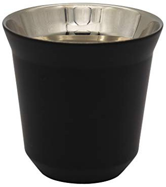 Abcsea 1 Stück Espressotassen Aus Edelstahl, Kaffeetasse aus Edelstahl, Mokkatassen Edelstahl, Doppelwandige Kaffeetassen Espressobecher, Schwarz 80ml