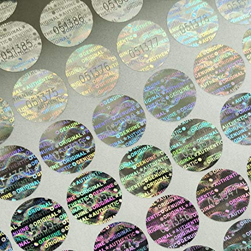 Hologramm-Etiketten/Aufkleber mit einzigartiger, sequentieller Seriennummerierung, 1,5 cm, silberfarben, 550 Stück