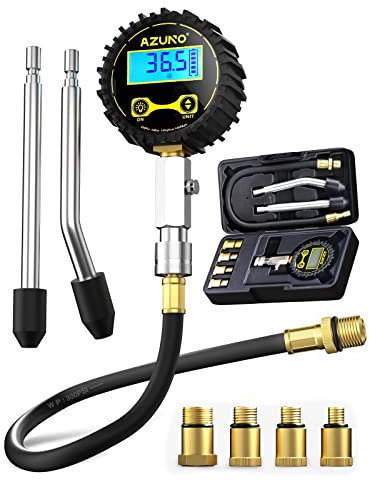 AZUNO Compression Tester Automotive, Digital Compression Gauge 200 PSI for Petrol Engine Cylinder Compression Tester Kit with Adapter & Hose