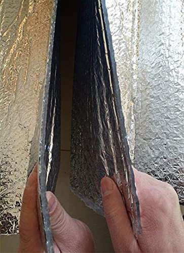Yimihua Self adhesive Double Aluminium Bubble Foil Insulation Radiator Reflective Shed Roll, Layer Heat Reflector Roll Board Garage Door Insu(Size:1x4m/3.2x13.1ft)