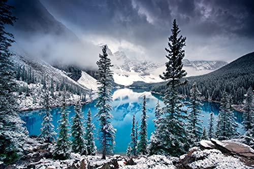 GEBIRGE Fototapete VLIES-250x186 cm (6209A)-Winterlandschaft Berge Alpen Wald Bäume Fotokunst Wandtapete-Inkl. Kleister-Vliestapete Bild Dekoration Wand-Dekor Moderne Motiv-Tapete Panorama Poster XXL