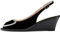 HDEUOLM Donna Medio Zeppa Tacco Heel Aperte sulla Punta Sandali Cinturino alla Caviglia Slingback Slip-on Fibbia Feste Classico Scarpe 5 CM Heels Nero Verniciata 38 EU