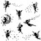 PLIGREAT Fee Elfe Wandaufkleber Schwarze Fee Silhouetten Abnehmbare Wandtattoos Fee auf Mond und Sterne Wandaufkleber für Schlafzimmer Kinderzimmer Kühlschrank Home Indoor Wandkunst Dekoration