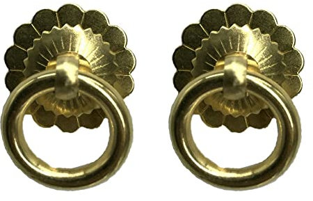 SHTGOI 2 Stück Ziehgriff Vintage Schubladengriffe aus Kupfer Schublade Tür Möbelknöpfe Ring Griffe Türgriffe Kommodengriffe mit Schraube Küchenschrank Griff Schubladenring Messing