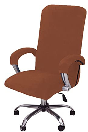 LIFEDX Samtplüsch Bürostuhl Bezug mit Armlehne Einfarbig,Stretch Bezug für Bürostuhl Elastische Stuhlhussen Spandex Office Computer Stuhlbezüge Abnehmbare für Bürostuhl Stuhlhussen-Brown||L