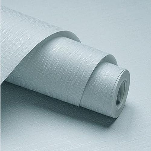 Zoomlie Papier peint non tissé simple et moderne de couleur unie gris bleu à rayures pour salon, chambre à coucher, cuisine 9,5 m x 0,53 m (bleu)