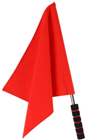 Kisangel Mini Drapeaux Rouges de Signalisation Pour La Compétition - Drapeau Conducteur, de Circulation, de Commande Football - Mât En Acier Inoxydable