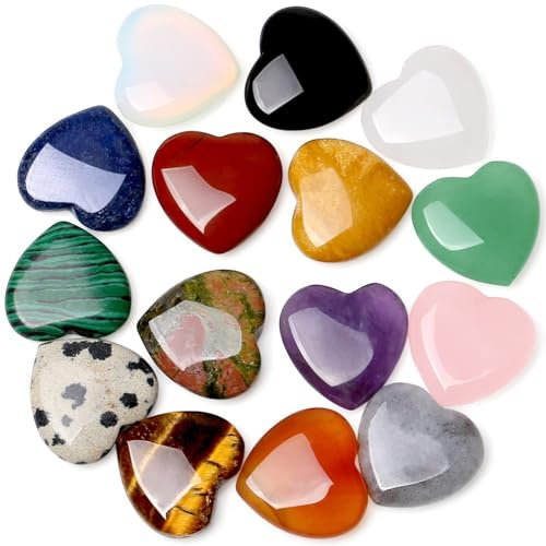Juego de 15 Piedras de Corazón Piedras Naturales en Forma de Corazón Piedra Preciosa Curativa Corazón Cabujones de Piedras Terapéutico Para Nuestros Corazones, Puede Regalarse a Una Persona Querida