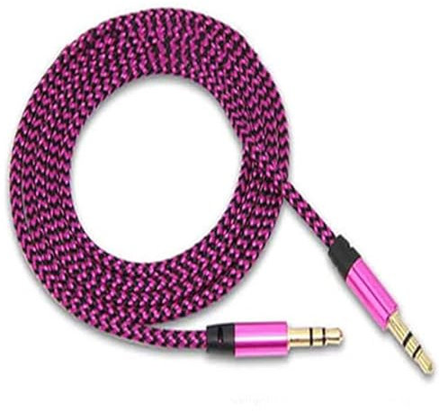 Aux Cable, 3.5mm Audio Cable, 3.3ft/1m Stereo Nylon Braided Auxiliary Aux Audio Cable for Headphones, iPods, iPhones, iPads, Home/Car Stereos, PCs and Laptops (Purple)