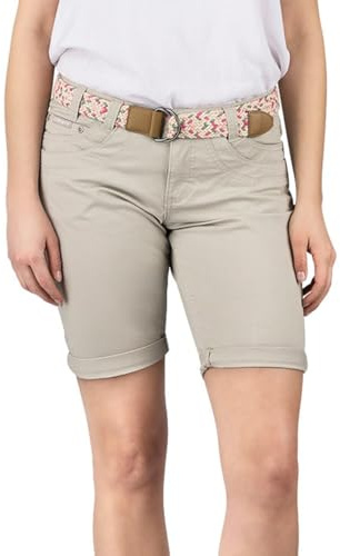 DENIMFY Bermuda Pantaloncini da donna con cintura, vestibilità normale, DFPia, pantaloni corti chino, estivi, in tinta unita, bianco, beige, rosa, blu, oliva, blu navy, S, M, L, XL, XXL