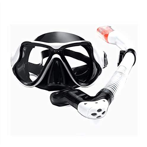 JWXFGHJT Tauchmasken Tauchmaske für Erwachsene, Schutzbrille gegen Ersticken durch Wasser, komplett trockener Schnorchel, 2-teiliges Set mit Schwimmbrillen mit Silikondichtung