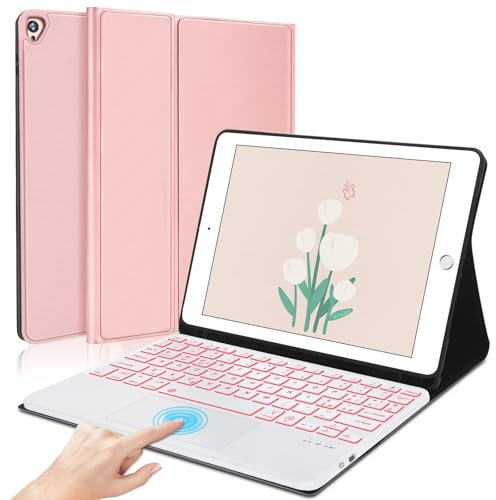 IVEOPPE Tastiera Trackpad iPad 9 Generazione. Cover Tastiera Touchpad Italiano Bluetooth Retroilluminata per iPad 8, iPad 7, iPad Air 3, iPad Pro 10.5, iPad 10.2, Oro rosa