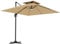 Outsunny 2.5m Cantilever Parasol with Solar Powered LED Lights, Double Top Square Overhanging Garden Parasol with 360° Rotation, Tilt Adjustment, Crank Handle, Khaki