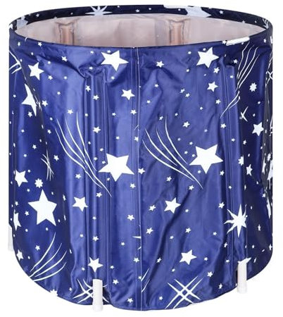CROWNSHOP Portable Foldable bathtubs for Adults Freestanding Soaking Installation-Free Hot Bath Ice Bath Adult SPA for Student Home Camping (Starry Blue)