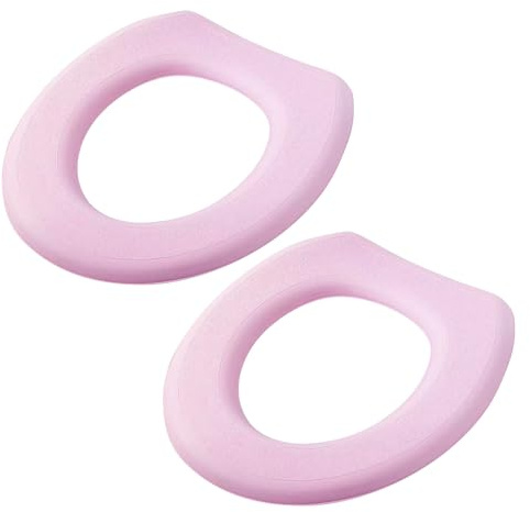 Jiakalamo Toilet Seat Cover Pads, 2pcs Padded Toilet Seat Cushion, EVA Toilet Seat Covers Winter Warm Toilet Seat Pads, Washable Portable Universal Bathroom Supplies (Pink)