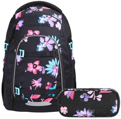 Coocazoo Mate Schulrucksack Set 2tlg. inkl Schlamperbox (Floral Artnight)