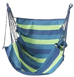 Hamac d'extérieur en Toile épaisse, Filet de balançoire Camping, Chaise Suspendue rayée Anti-Renversement(Blue)