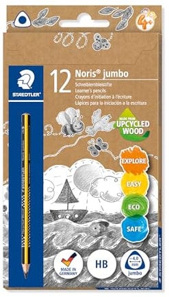 STAEDTLER Schreiblernstift Noris jumbo, dicker Bleistift in Dreikantform, hohe Bruchfestigkeit, Härtegrad HB, 12 Bleistifte im Kartonetui, 119