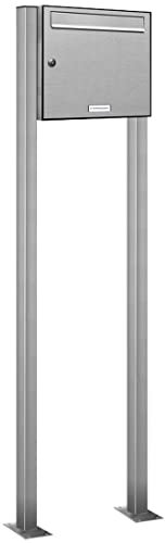 AL Briefkastensysteme 1er Edelstahl Standbriefkasten rostfrei als 1 Fach Briefkastenanlage Freistehend DIN A4 in Postkasten Briefkasten Design modern