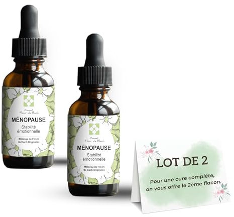 Fleurs de Bach Ménopause Efficace pour vivre sereinement cette période, retrouver un sommeil réparateur, vous adapter à ce chamboulement hormonale, lot de 2