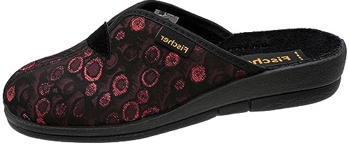 Fischer Damen Hausschuh Pantoffel Komfortweite Muster Keilabsatz 203620