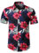 JOGAL Mens Flowers Casual Aloha Hawaiian Shirt Medium A334 Navy