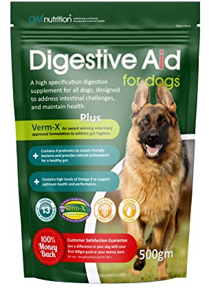 gwfnutrition | Verdauungshilfe für Hunde | Nahrungsergänzungsmittel für alle Hunde | Alle Altersgruppen und Rassen | 500g Beutel
