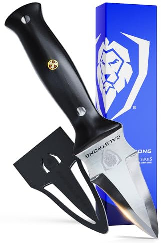 DALSTRONG Couteau Professionnel à Huîtres, Palourdes Et Coquillages - 3,5 - Série Shogun - Damas - Acier Super Japonais AUS-10V - Poignée G10 Noir - Traitement Sous Vide - Avec Gaine