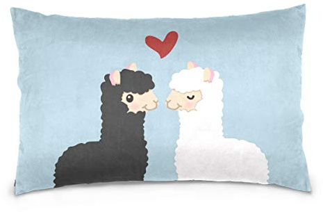 Linomo Kissenbezug 40x60 cm, Süß Lama Alpaka Dekorative Kissenbezug Kissenhülle für Couch Sofa Bett Hause