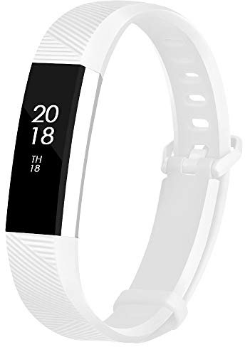 Fcloud Sport-Uhrenarmbänder, kompatibel mit Fitbit Alta/Fitbit Alta HR, weich, wasserdicht, Fitnessbänder für Damen und Herren (weiß, klein)