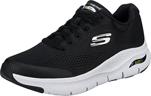 Skechers Herren Arch Fit Sneaker, Black Textile Synthetic White Trim, 46 EU