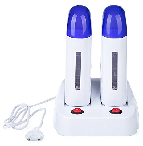 Portable Wax Warmer Hair Removal Machine Double Electric Depilatory Roll On Wax Heater Home Waxing Machine for Travel & At-home Waxing & SPA IeBilif (Blue)