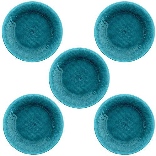 Potters Reactive Glaze Teal/Blue 21.5cm Melamine/Plastic Side Plates - Set (5)