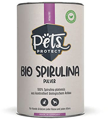 100% Bio Spirulina Pulver für Hunde & Katzen | Superfood Futter Zusatz für Haut & Fell, Säure-Basen-Haushalt, Immunsystem & Stoffwechsel | Ohne künstliche Zusätze | 150g | Deutsche Herstellung