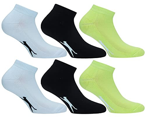 Slazenger 6 Paar Sneakers Socken Knöchelhöhe - für Sportliche Aktivitäten - Bequeme Manschette - Terry Einlegesohle - Baumwolle - Herren (Mehrfarbig Gelb, 43-46)